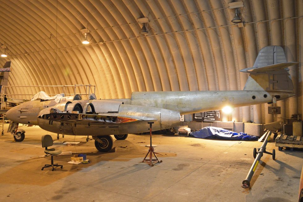 A preserved Gloster Meteor F.8  the definitive straight-wing day fighter.