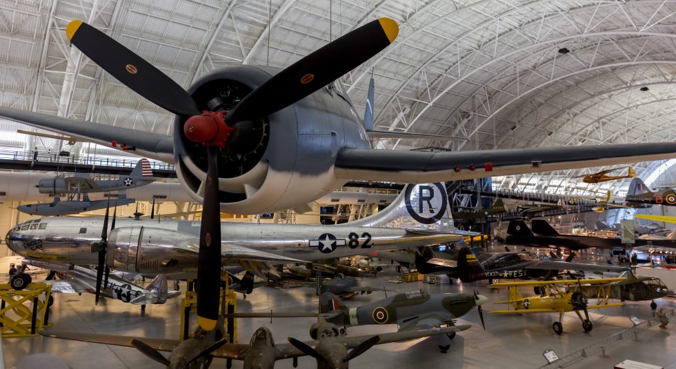 A preserved F6F-3 Hellcat at the Smithsonian Udvar-Hazy Center, Virginia.