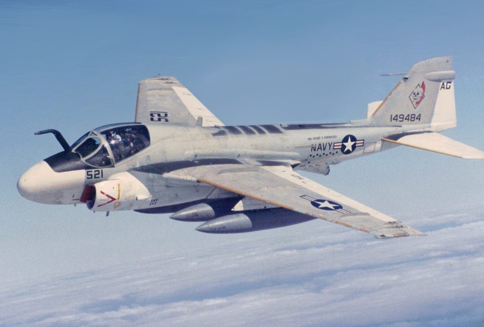 A KA-6D tanker of VA-34  the Intruder stripped of bombs to refuel the air wing.
