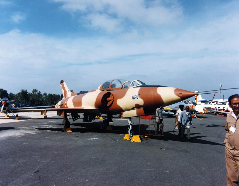 A two-seat HF-24 Mk.1T trainer  the variant that checked out Marut pilots.