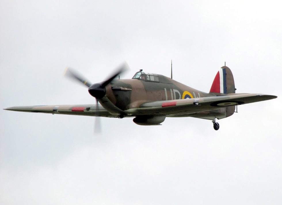 An airworthy Hawker Hurricane Mk I, R4118, a genuine Battle of Britain veteran, in flight.