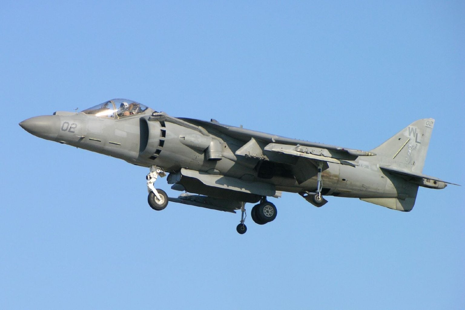 Hawker Siddeley Harrier jump jet hovering
