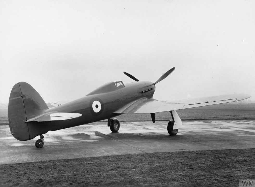An early Hawker Typhoon  the type nearly cancelled over engine failures and tails that broke off in flight.