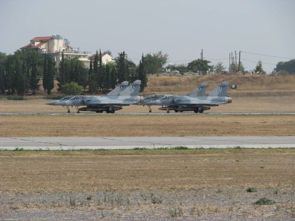 A Hellenic Air Force Mirage 2000 formation  Greece scored the types clearest air-to-air kill in 1996.