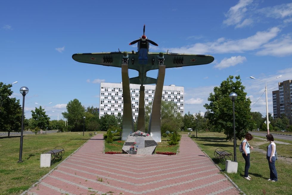 The same restoration seen head-on  note the heavy armoured forward fuselage around the engine.