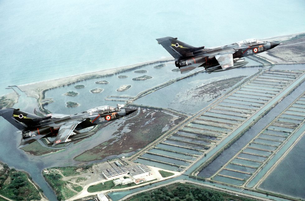 Two Italian Air Force Tornados of 36 Stormo in formation  Italy was the third Panavia partner.