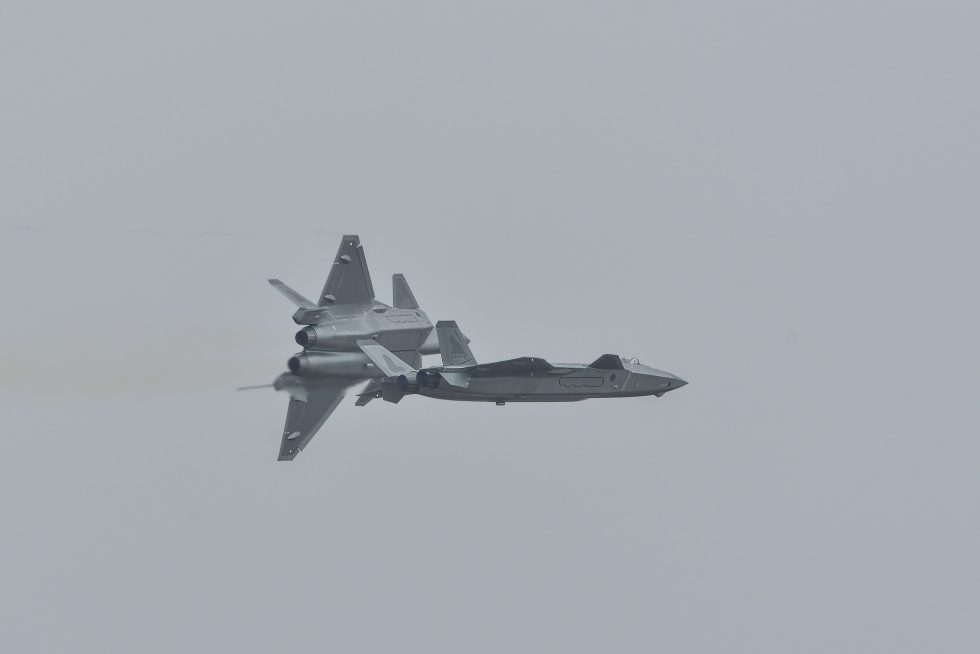 A pair of J-20s in formation the jet is now built in numbers no other non-US stealth fighter matches.