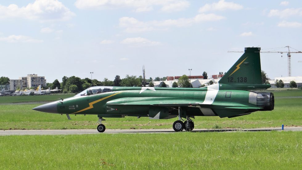 A Pakistan Air Force JF-17 at the Paris Air Show, 2019 the type on the world stage.