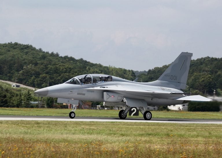 A KAI FA-50 Golden Eagle on the runway  South Koreas home-built light fighter.