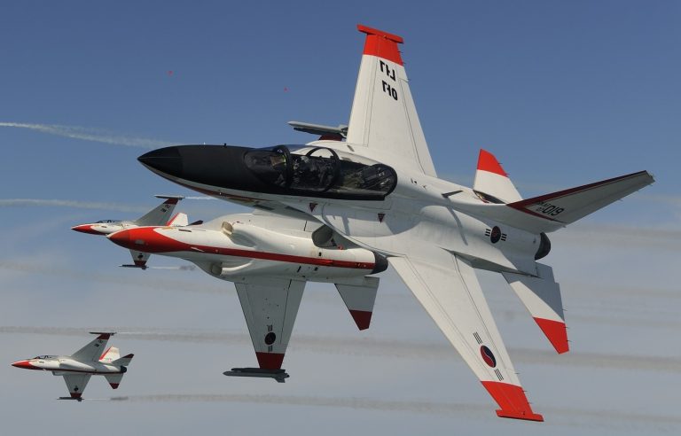 A KAI T-50 Golden Eagle on a demonstration flight  the trainer at the root of the family.