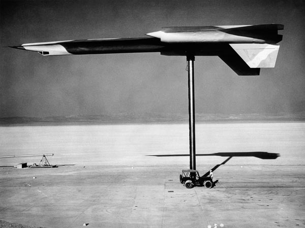 An A-12 mounted on a pylon for radar cross-section testing at Area 51  early stealth work.