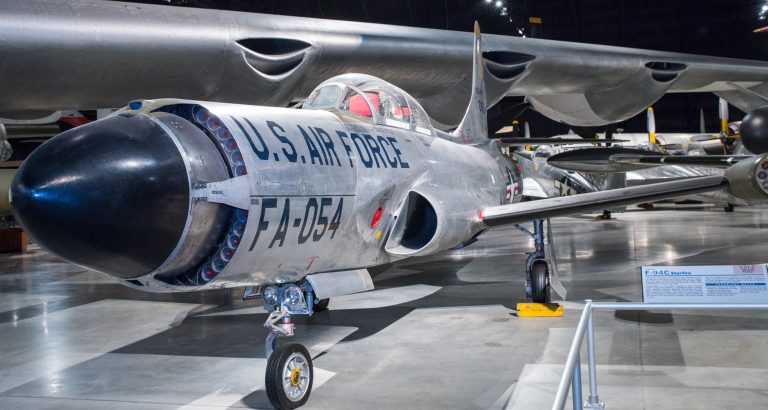 A Lockheed F-94C Starfire the definitive rocket-armed, afterburning all-weather interceptor.