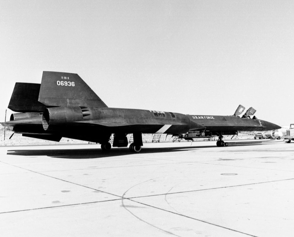 YF-12A 60-6936 on the ramp at the NASA Flight Research Center  the airframe later lost to fire in 1971.