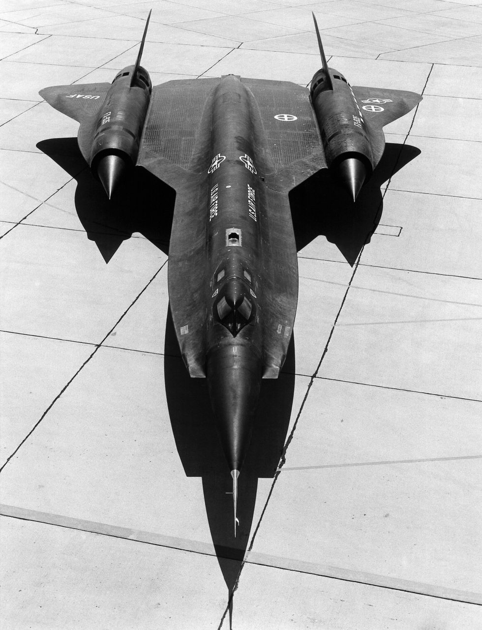 A YF-12A in flight during the NASA research years  the titanium Mach-3 airframe shared with the SR-71.