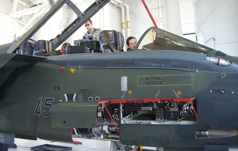 A Luftwaffe Tornado ECR  the radar-hunting defence-suppression variant armed with HARM missiles.