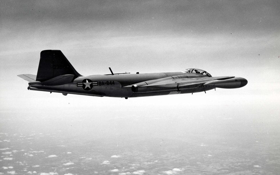 A Martin B-57 Canberra in flight  the American licence-built version that fought over Vietnam.