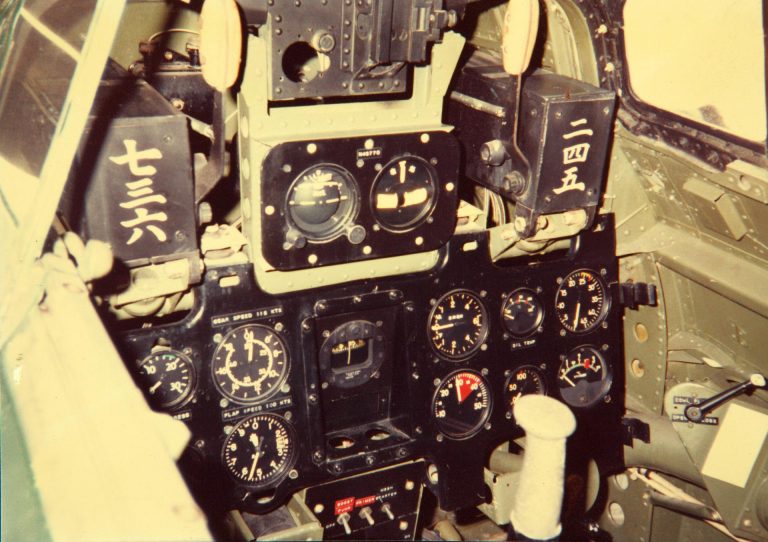 Inside the Zeros cockpit spartan and stripped of weight, like the rest of the airframe.
