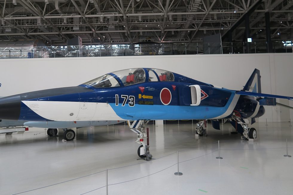 The Mitsubishi T-2 supersonic trainer  the airframe from which the F-1 was derived.