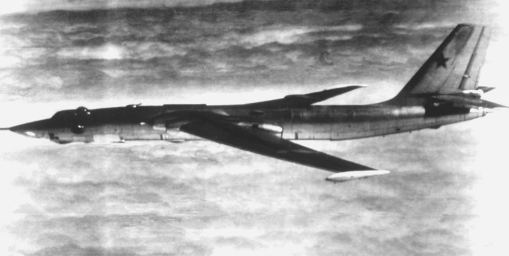A Myasishchev M-4 Bison in flight, 1982 the USSRs first four-jet strategic bomber.