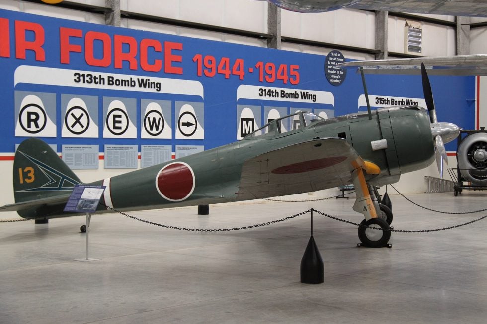 A Ki-43-IIb in Japanese Army markings, three-quarter view.
