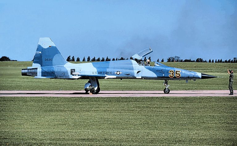 A USAF 527th Aggressor Squadron F-5E in disruptive camouflage the classic pretend-MiG.