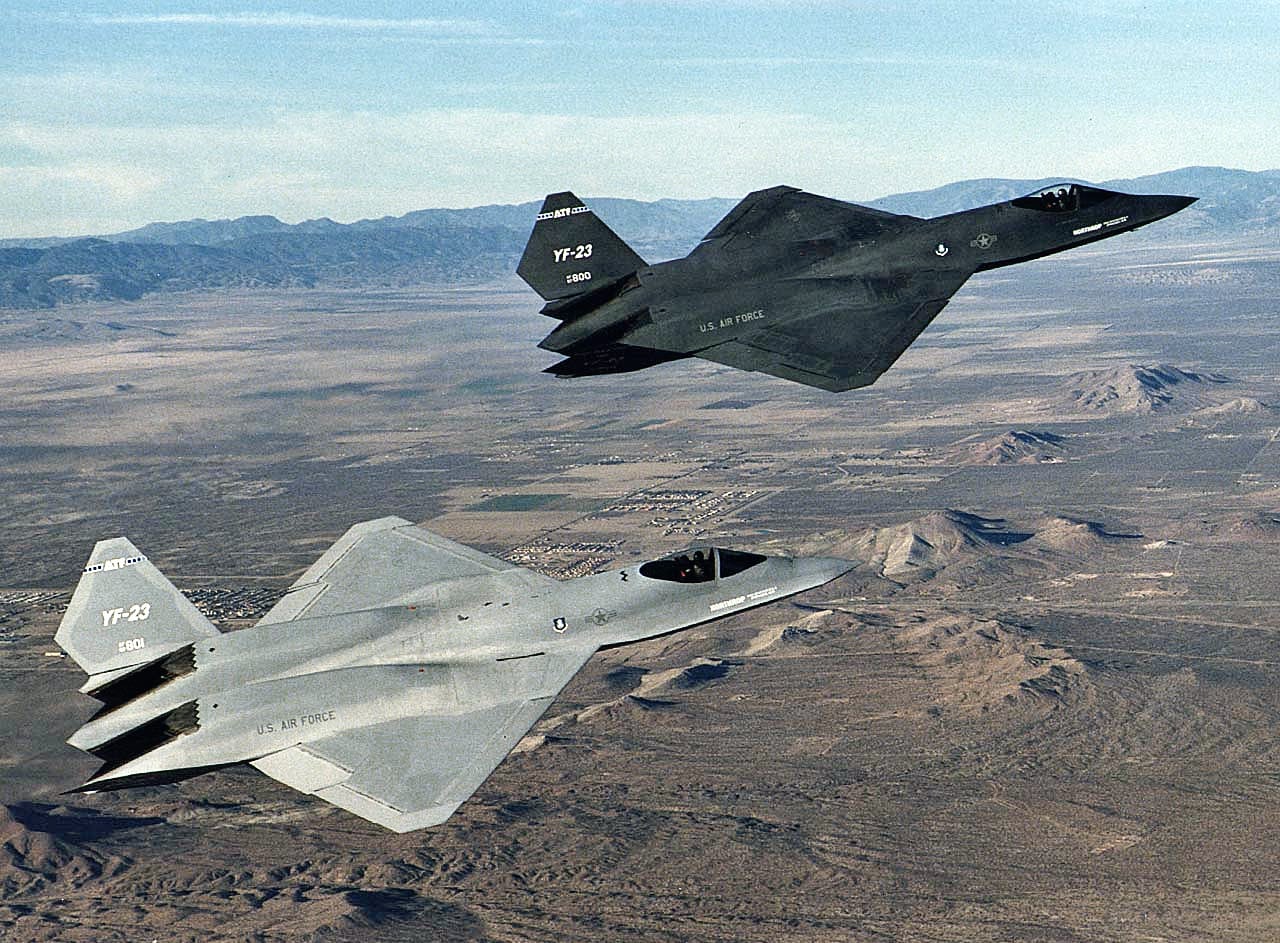 Northrop YF-23 Black Widow II stealth fighter prototype in flight