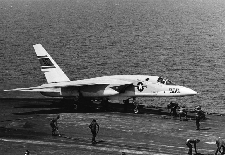 An RA-5C of RVAH-9 on the deck of USS Ranger, 1966 one of the biggest aircraft ever flown from a carrier.