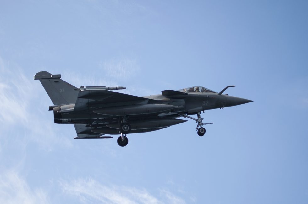 A French Navy Rafale M of Flottille 12F in flight.