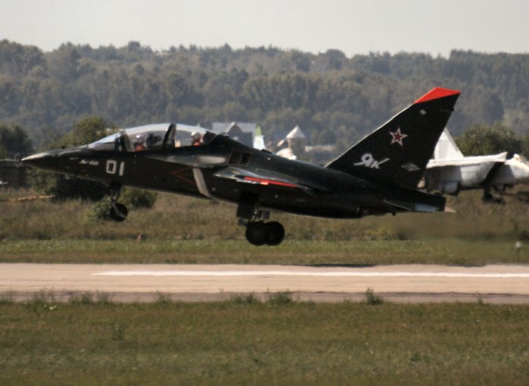 A Russian Air Force Yak-130  the type is the standard Russian advanced trainer.