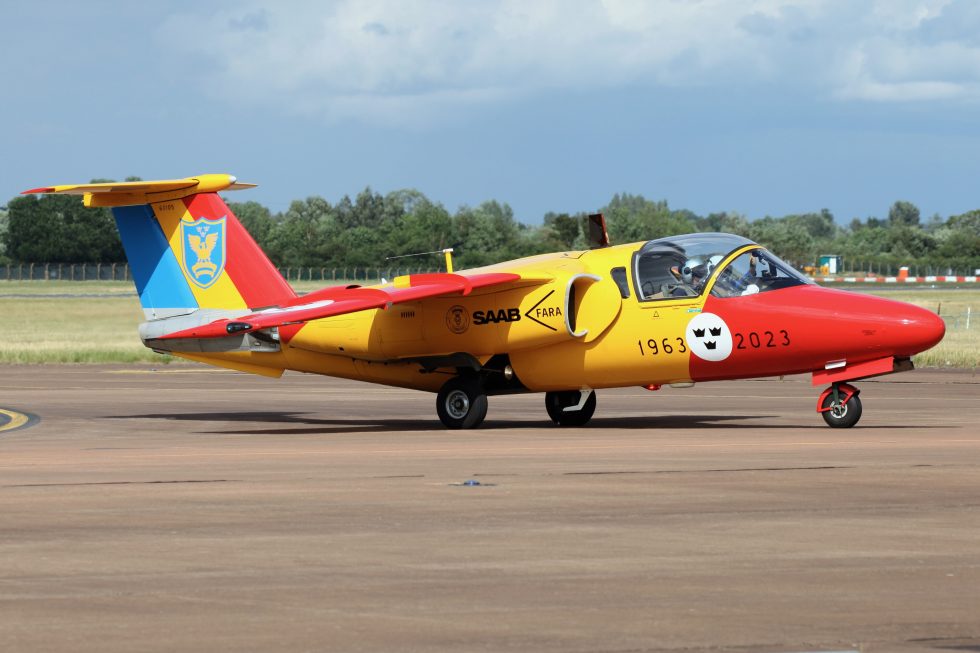 A Sk 60 in Team 60 display colours  Swedens long-running six-ship team.