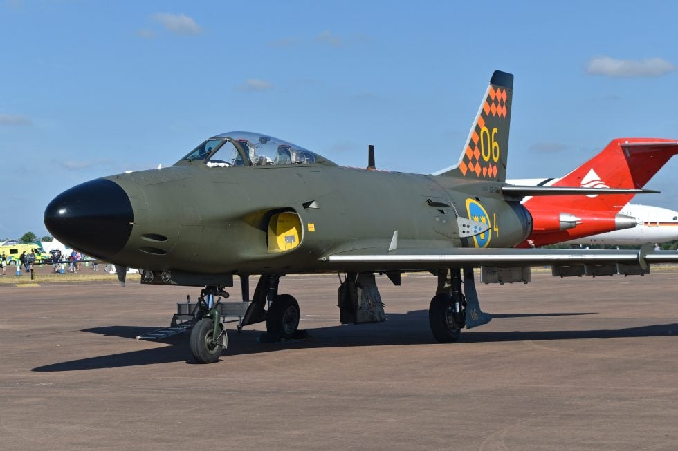 An airworthy J32D Lansen target-tug (civil registration SE-RME) one of the last of the breed.