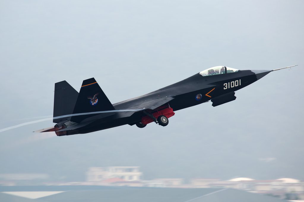 Shenyang FC-31 J-31 stealth fighter demonstrator in flight