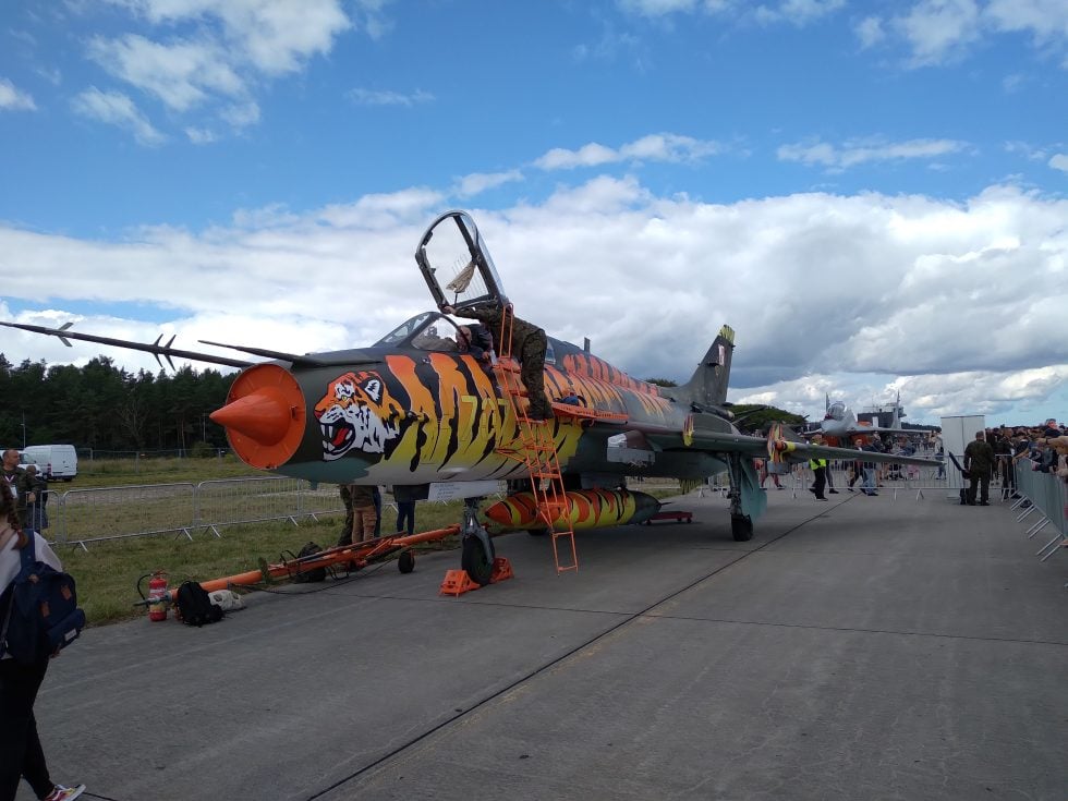 A two-seat Su-22UM3K trainer  the variant used to convert Fitter pilots.