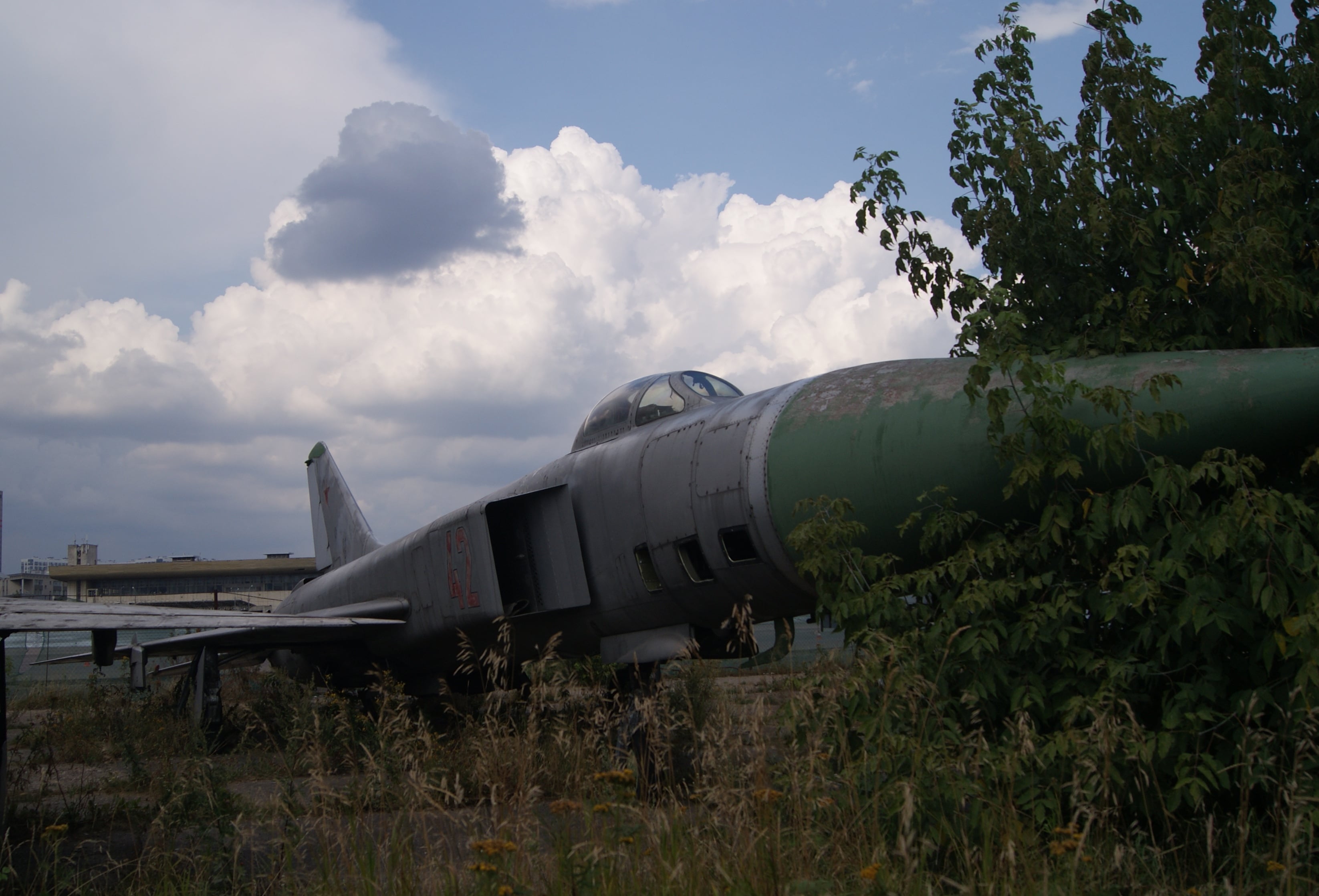 Nose-on: the twin lateral intakes that fed the Flagons two turbojets flank the fuselage.