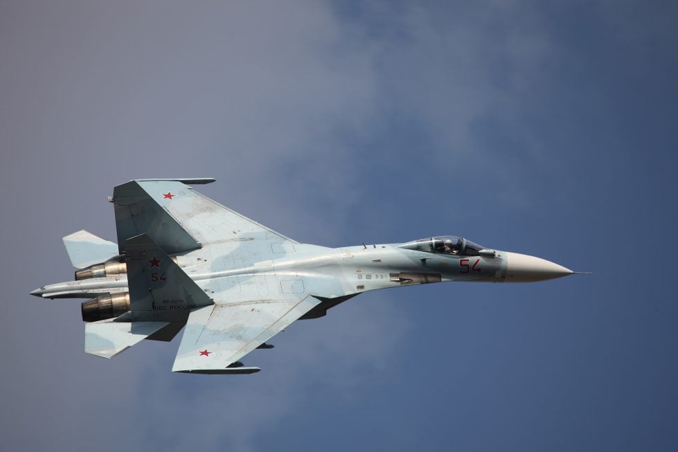 A Sukhoi Su-27 Flanker in flight the heavy air-superiority fighter that answered the F-15.