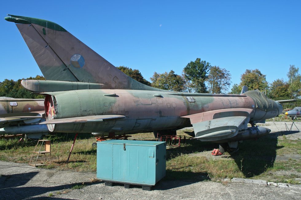 A Su-7BKL in tactical camouflage  the Fitters primary job was low-level ground attack.