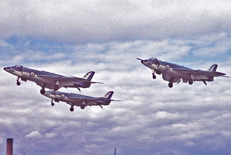 Supermarine Scimitar F.1 XD224 of 736 Naval Air Squadron in flight.