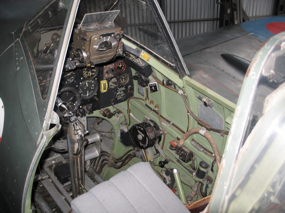 Inside the office: the cockpit of a Supermarine Spitfire.