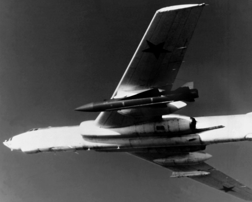 A Tu-16 Badger-G, the missile-carrier variant developed to launch AS-5 Kelt and AS-6 Kingfish cruise missiles.