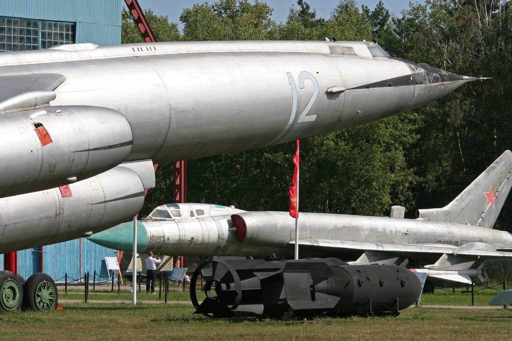 The Tu-128s scale is clear among the giants at the Monino museum.
