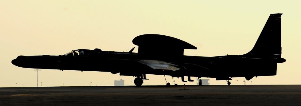 A modern U-2S taxis after landing at Al Dhafra Air Base still flying frontline ISR.