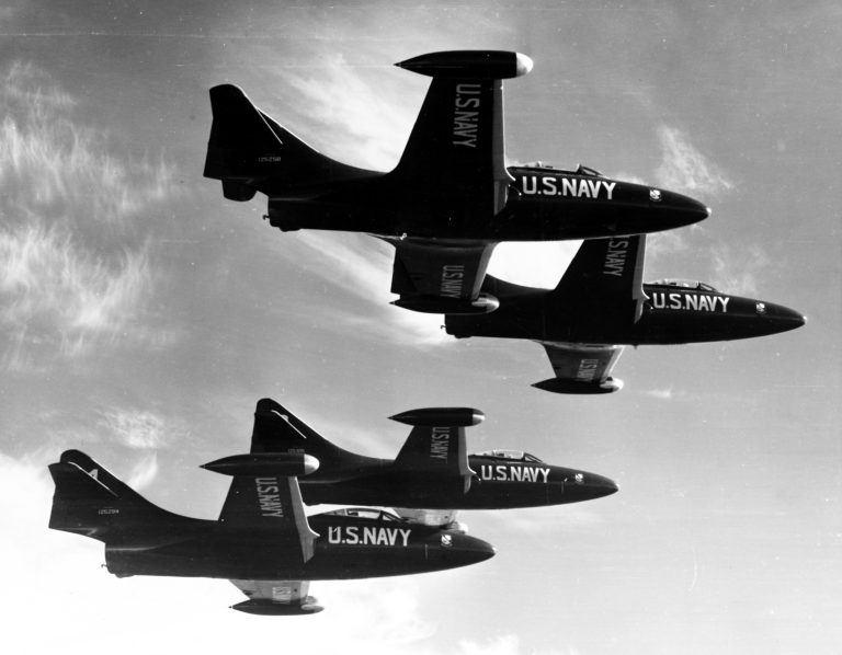 Blue Angels F9F-5 Panthers in formation, 9 January 1954.