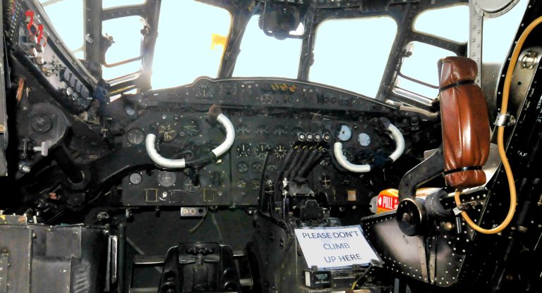 The Valiants cockpit and nose section a five-seat 1950s bomber office.