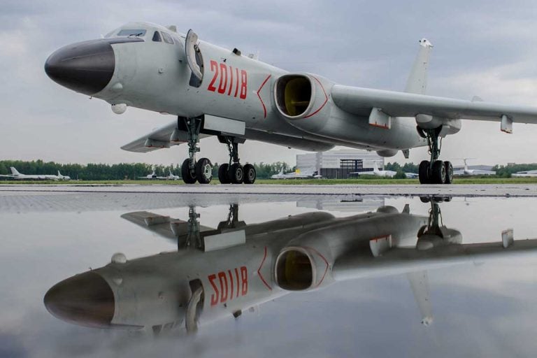 A Xian H-6 at the Aviadarts 2018 military exercise in Russia  a rare public appearance abroad.