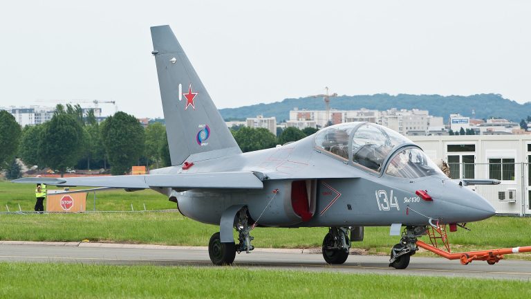 A Yak-130 demonstrator on show at the 2013 Paris Air Show.
