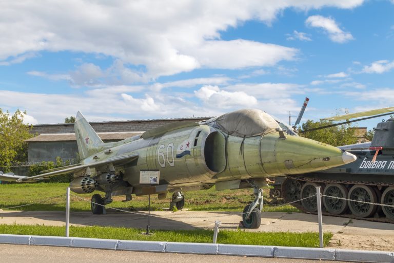 A preserved Yak-38 (s/n 1010) on display at the Vadim Zadorozhny Technical Museum near Moscow.