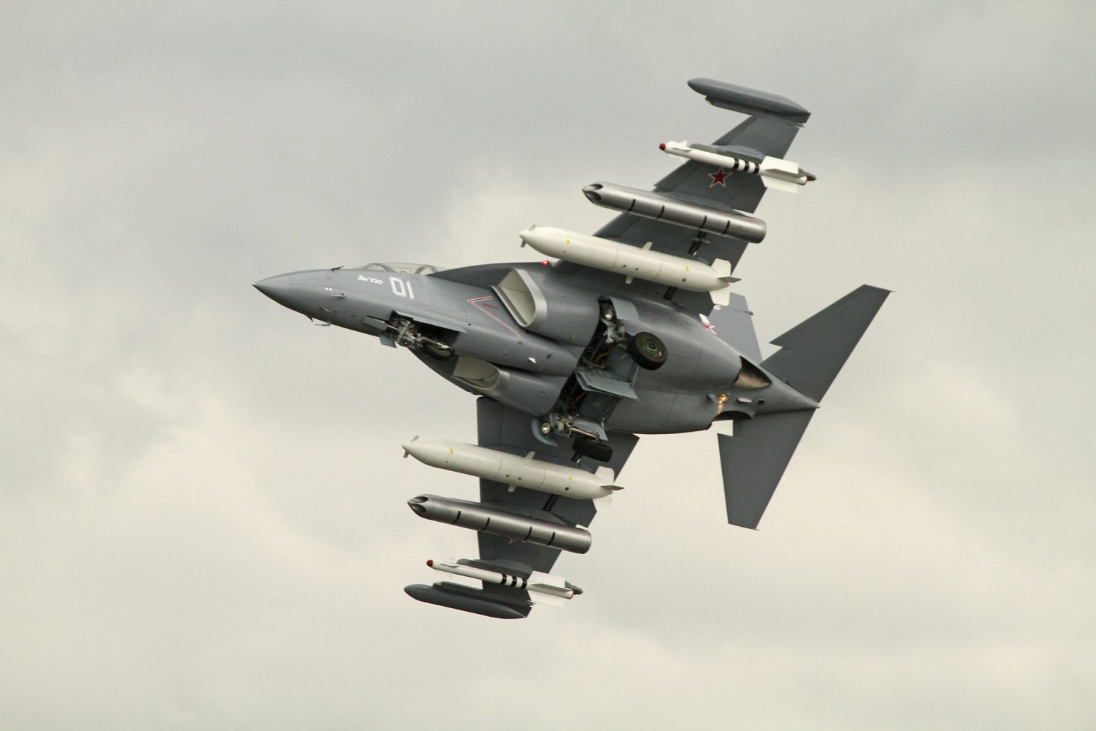 Yakovlev Yak-130 Mitten advanced jet trainer in flight