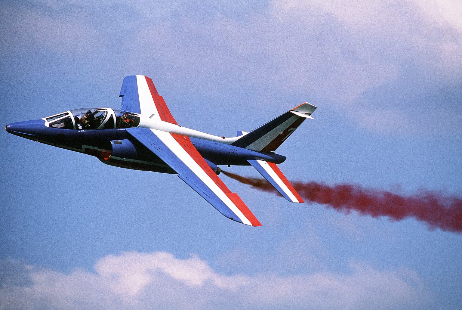 Dassault-Dornier Alpha Jet of the Patrouille de France in flight