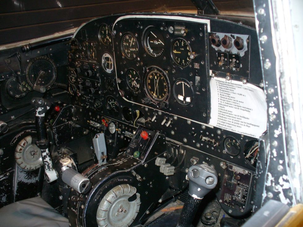 The side-by-side cockpit  instructor and pupil sat shoulder to shoulder with dual controls.