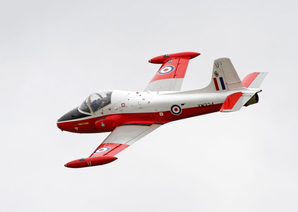 A BAC Jet Provost T.5, XW324, in flight  flown today as a civilian warbird.